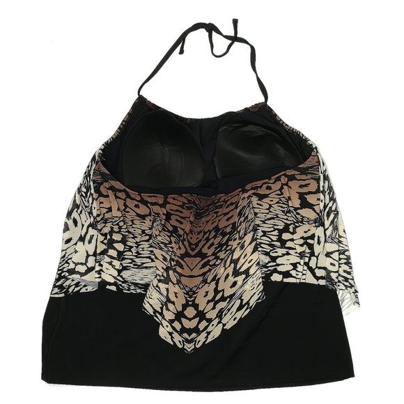 Swimsuits For All Womens Tankini Swim Top Plus Size 24 Black Brown Animal Print - Picture 2 of 7
